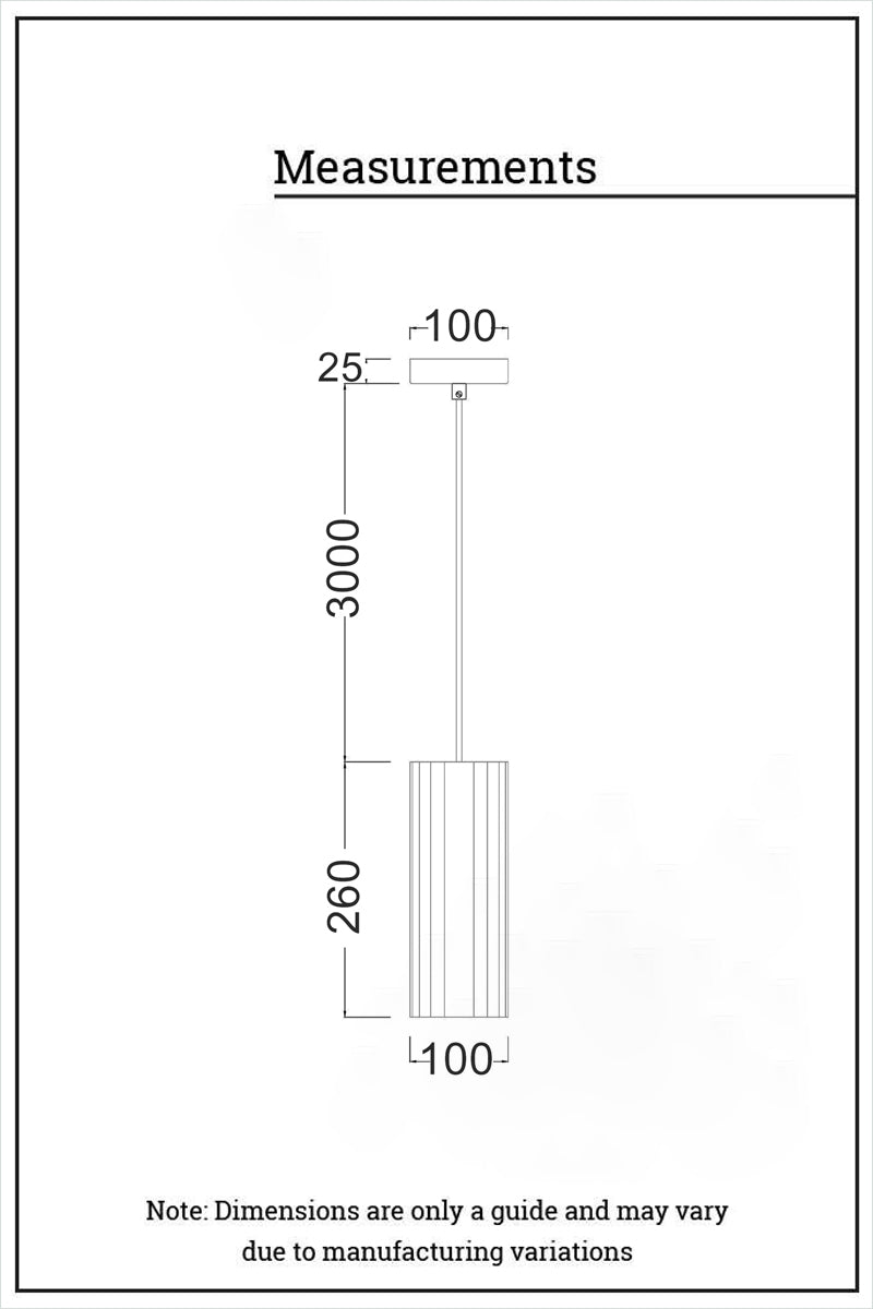 Pendant Light dimension illustration