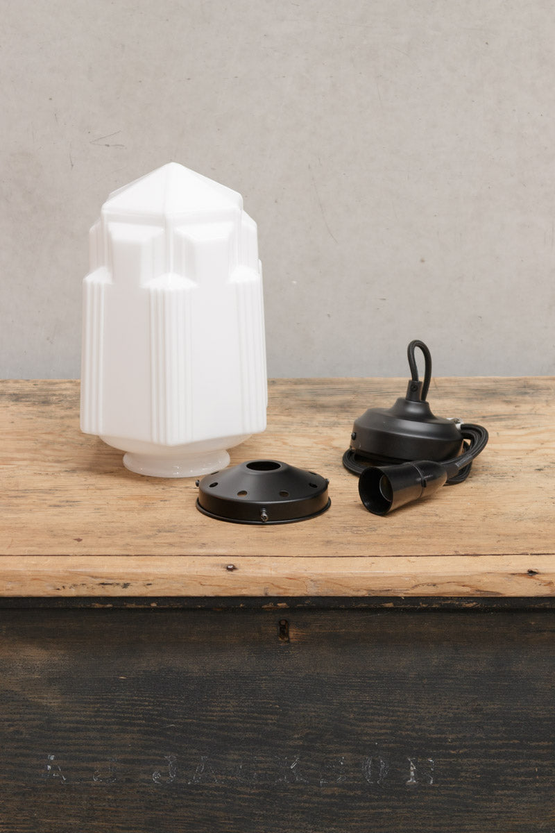 Tivoli Deco Glass Pendant Light with sahde, gallery and pendant cord