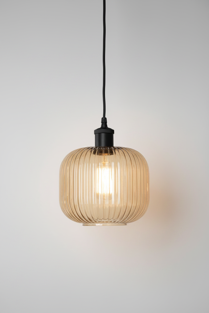 Balmain Reeded Glass Outdoor Pendant amber shade