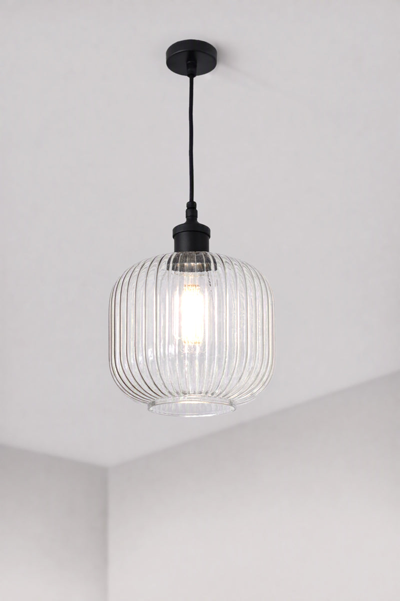 Balmain Reeded Glass Outdoor Pendant with clear shade