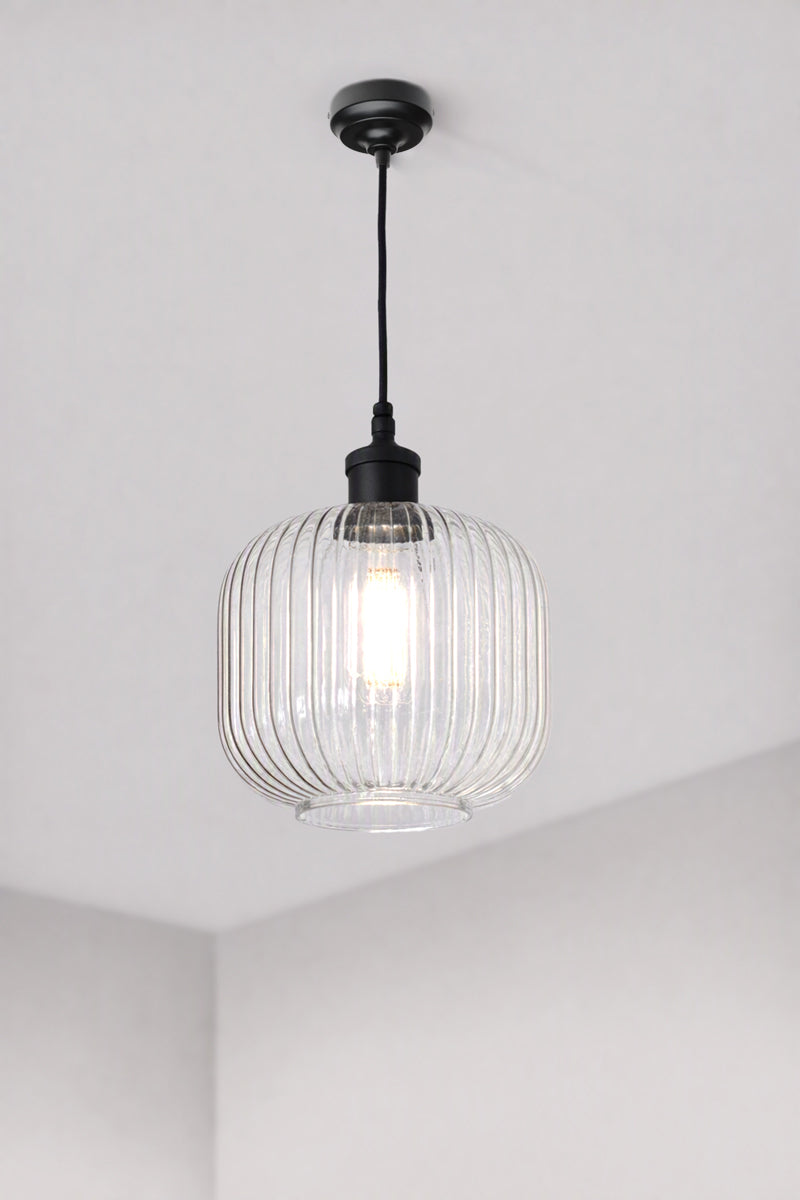 Balmain Reeded Glass Outdoor Pendant with clear shade