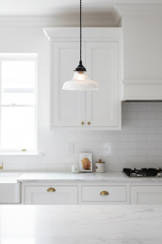 cobram-glass-petite-pendant-light over kitchen island