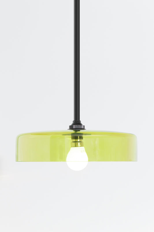 Valla glass pole pendant in green shade transparent tinted glass 