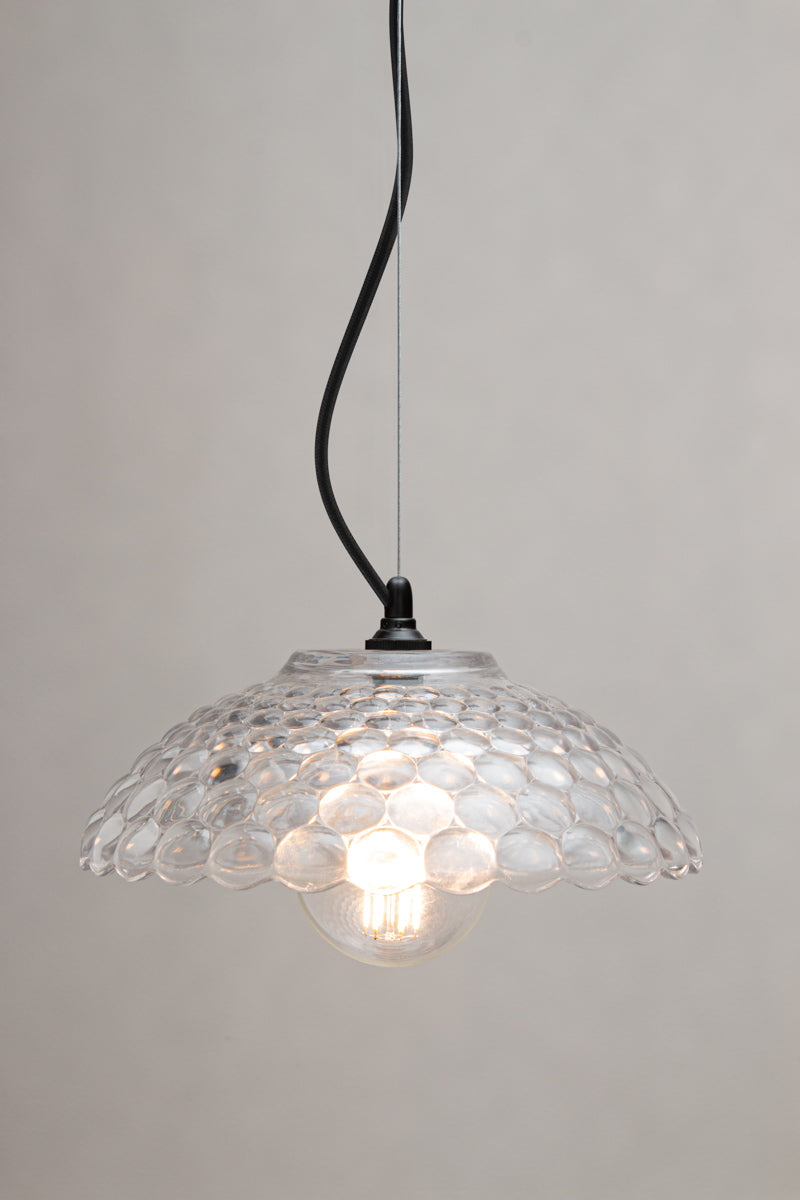 Belrose Glass Pendant Light on a black cord