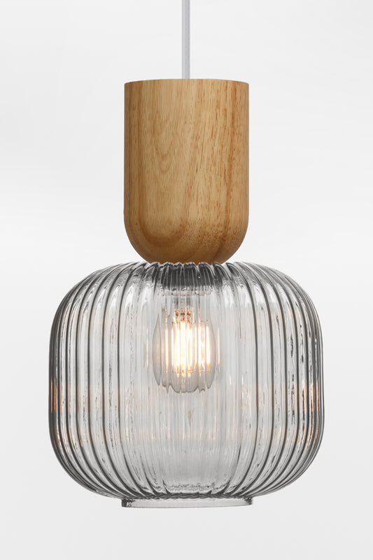 Balmain Reeded Glass Nord Pendant Light with grey shade