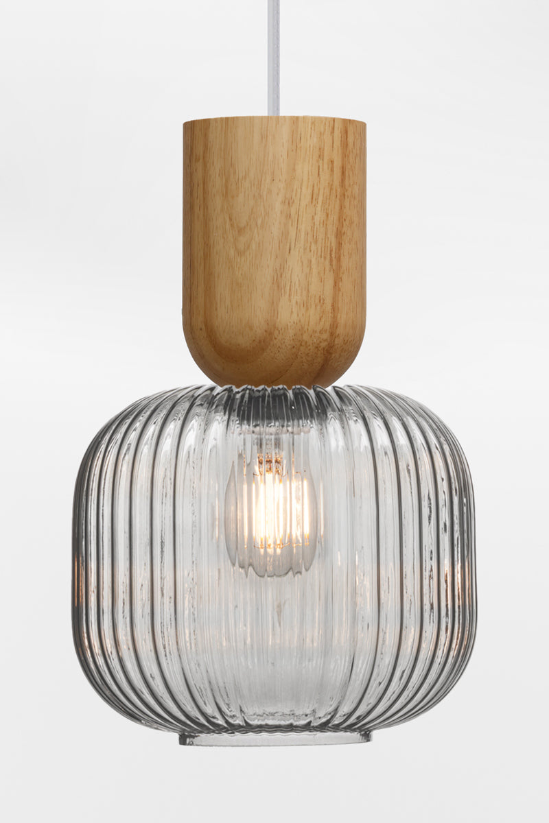 Balmain Reeded Glass Nord Pendant Light with grey shade