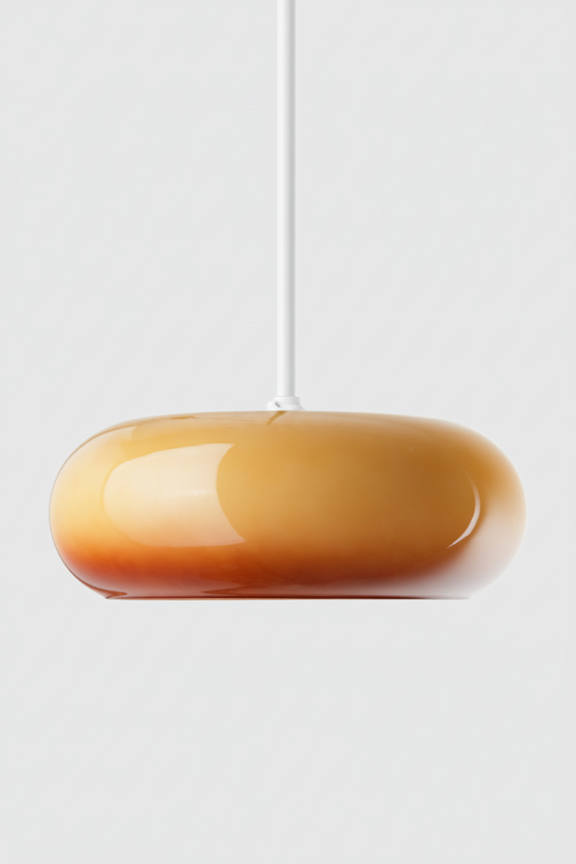 avoca glass shade on white pole pendant