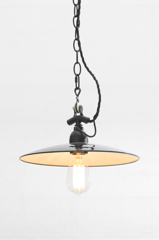 Bendigo Dish Pendant Light. Black enamel-coated shade have high quality, durable, finish. 