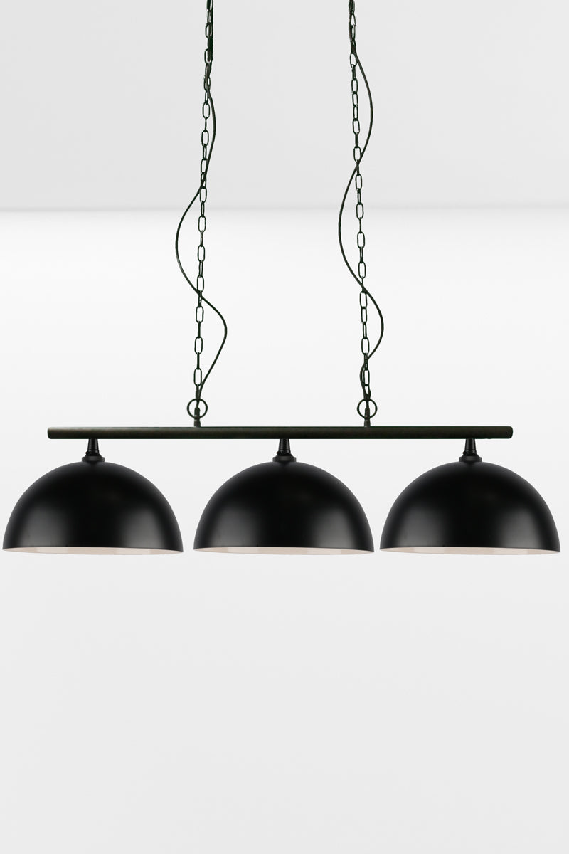 Large three dome shade linear bar pendant with chain/cord suspension 