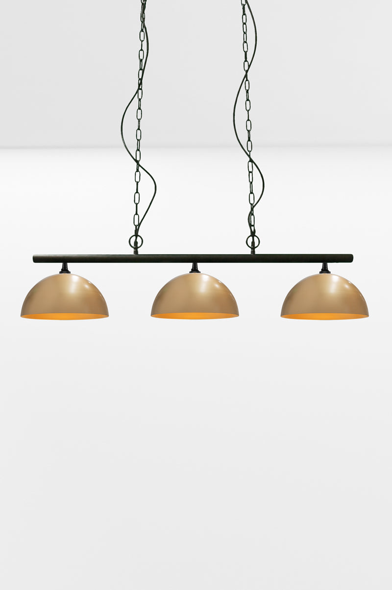 dome pendant llight with small gold shades
