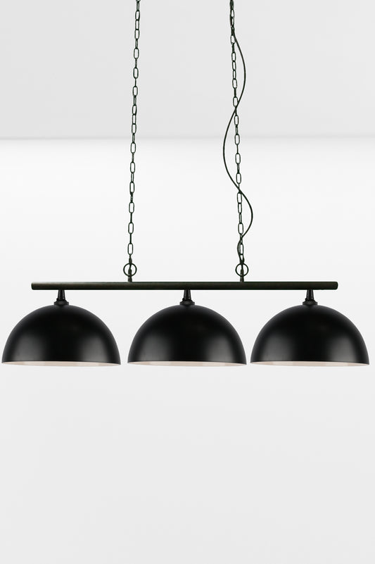 Large three dome shade linear bar pendant with chain/cord suspension 