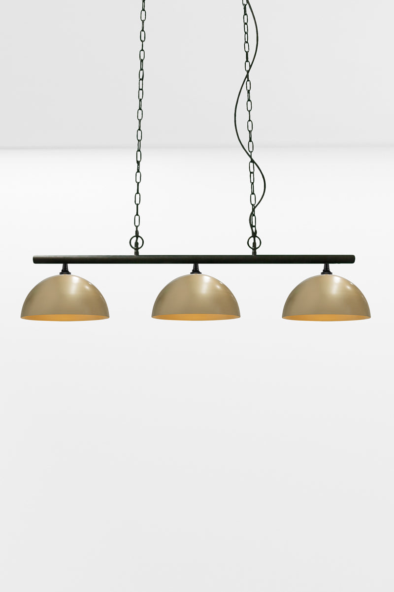 dome pendant llight with small gold shades