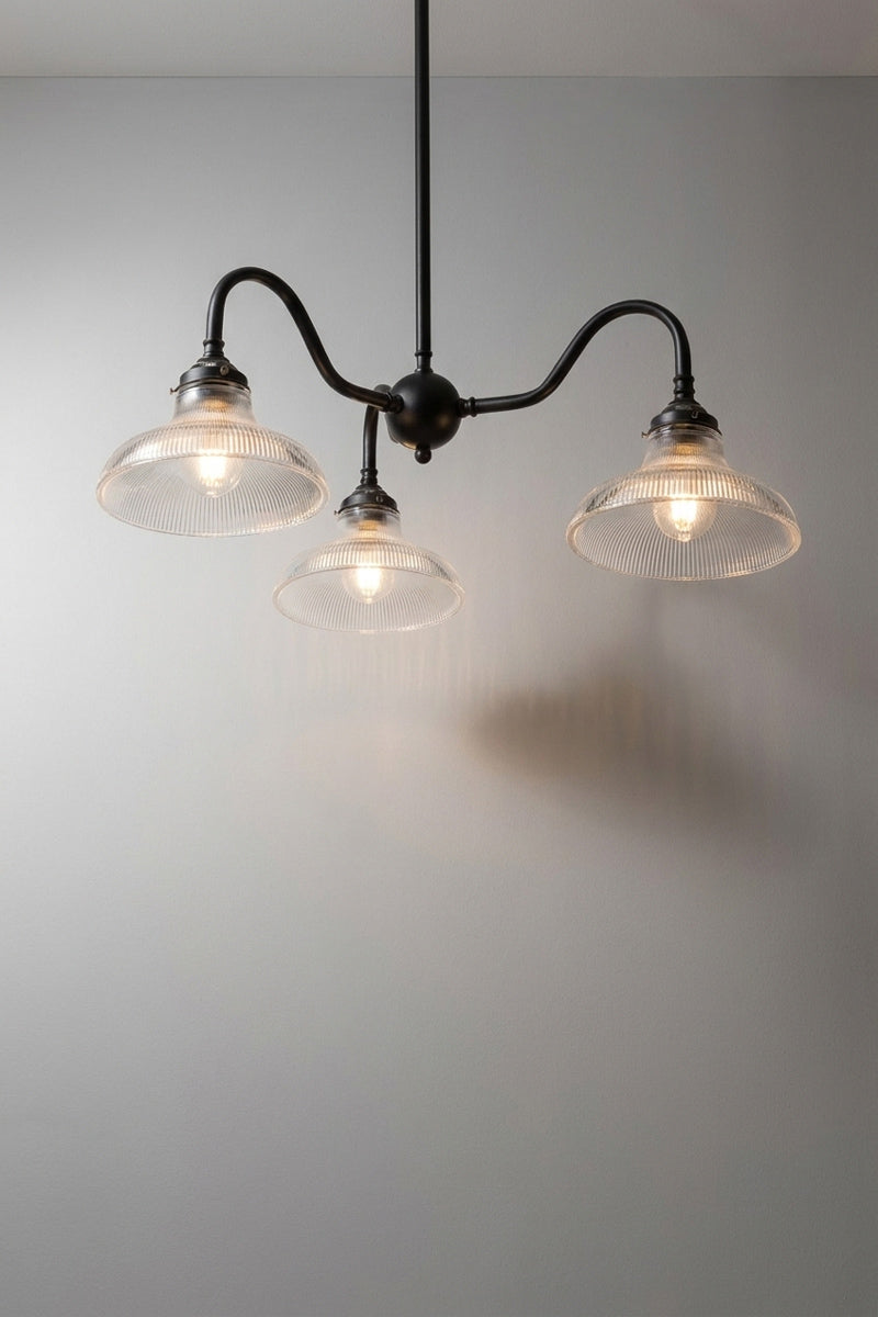 Cobram Glass Gooseneck Chandelier black with small shades