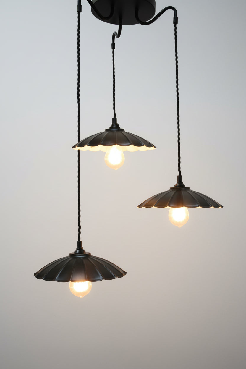 Vintage umbrella multi light in black finish