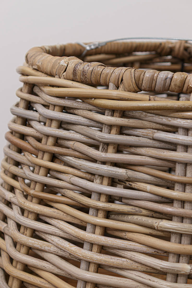 Detail of woven wicker basket shade