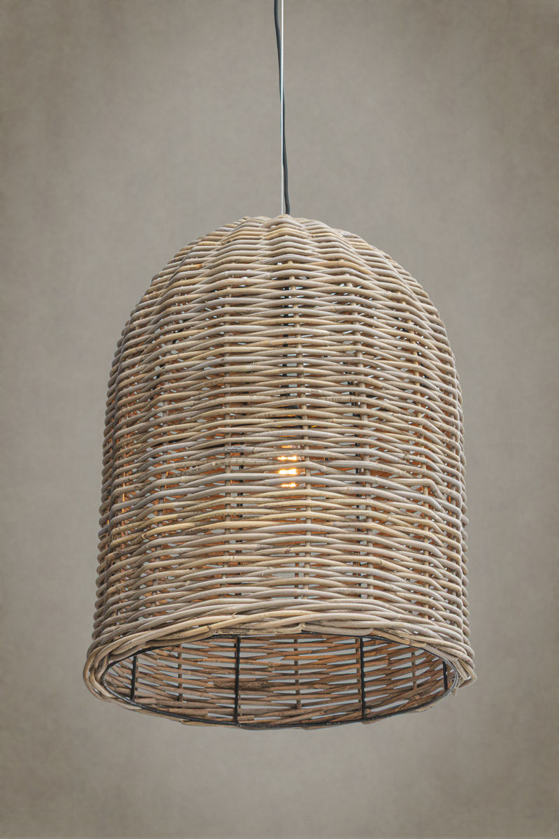 Large bell shaped rattan pendant