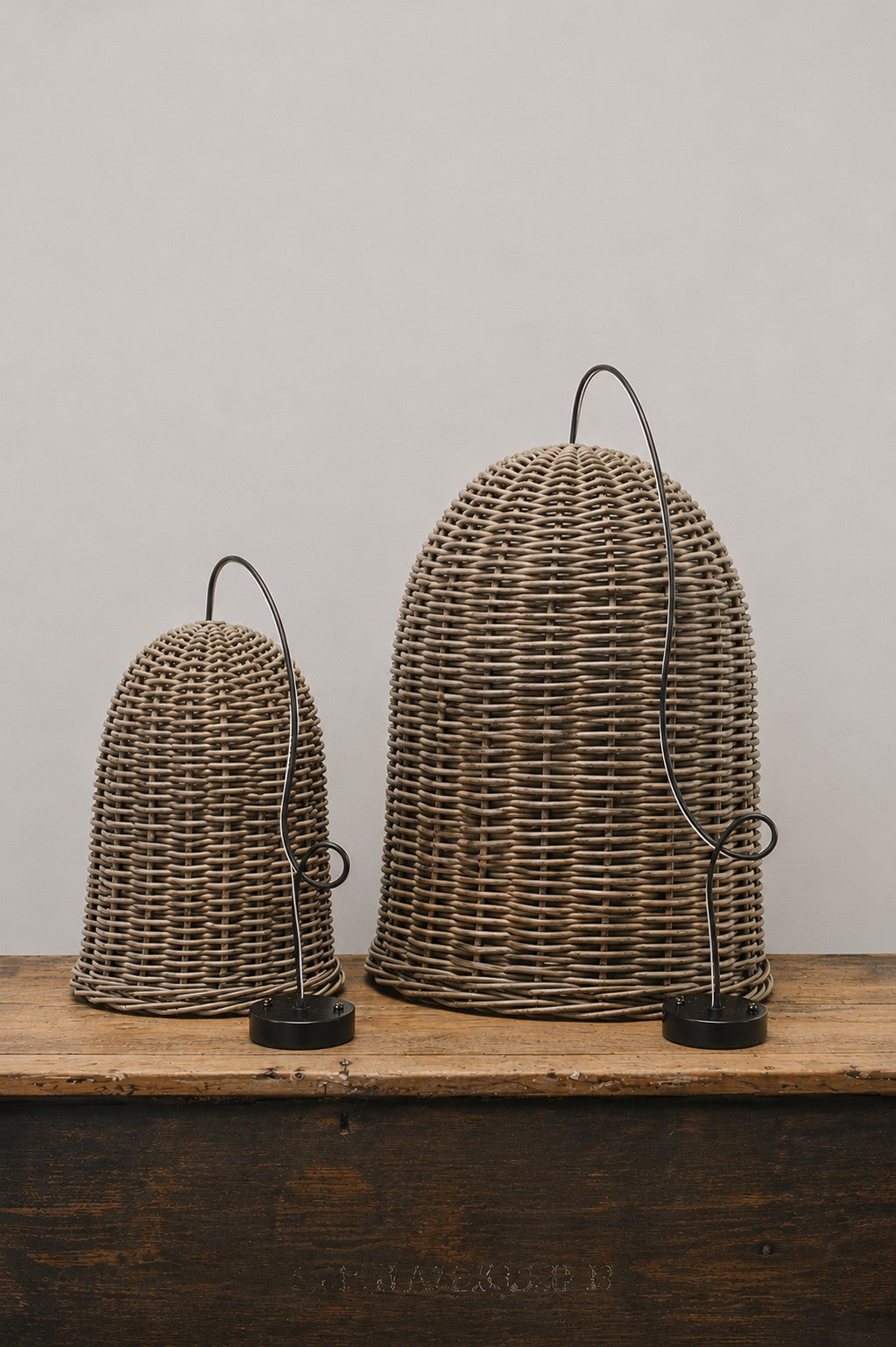 Small and large rattan pendant light