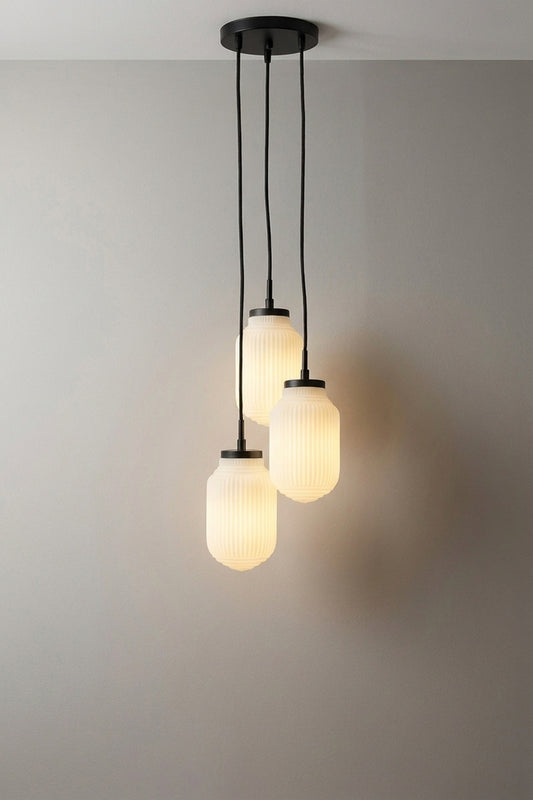 3 drop multi lights of the Forum Glass Pendants