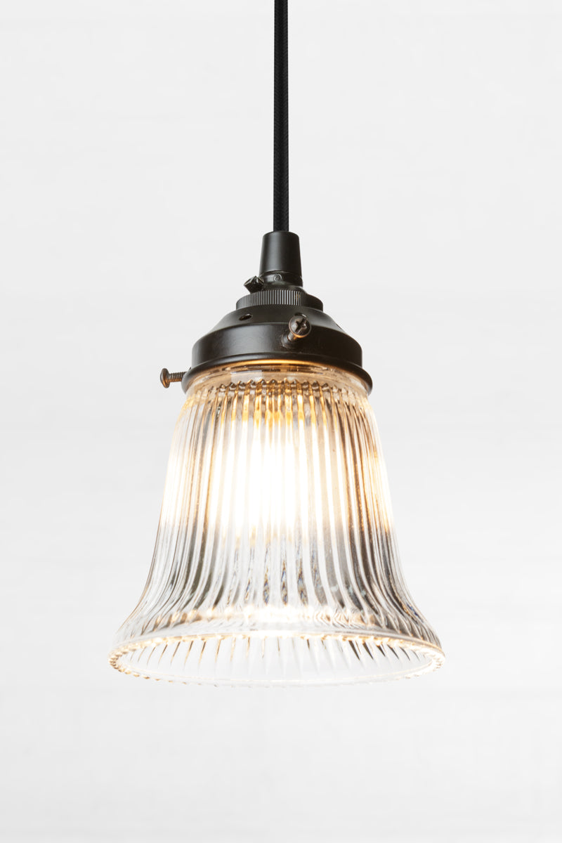 Glass vintage lighting. Small clear pendant light for kitchen.  