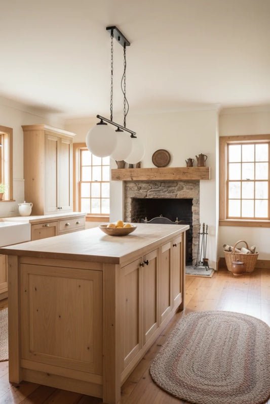 Glass Ball Swing Pendant Light over kitchen island