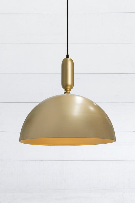 large gold/brass Dome shade on gold brass tube cord