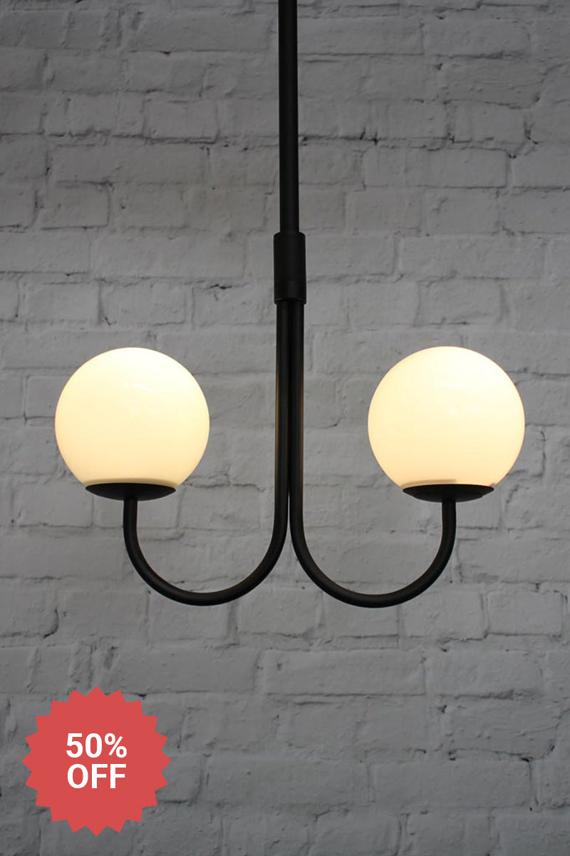 Two light opal glass chandelier