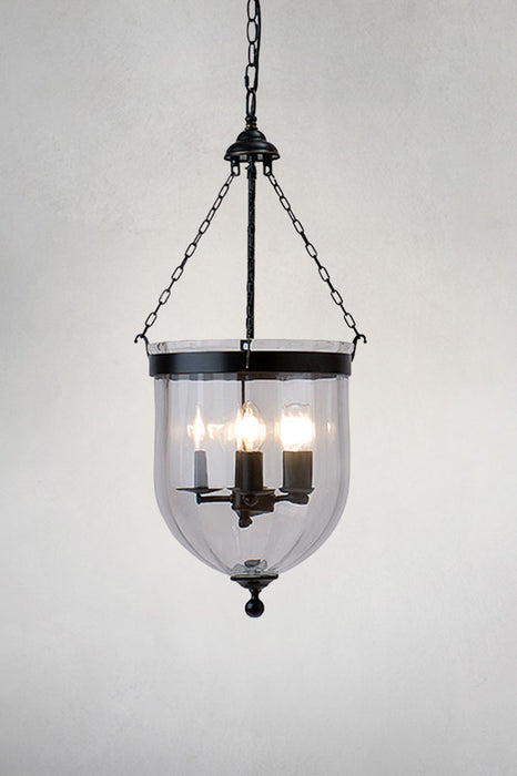 Extra large float glass lamp pendant light with black fittings