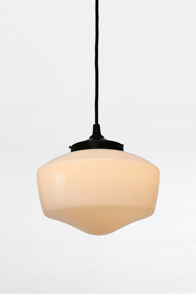 Black round pendant cord with medium shade