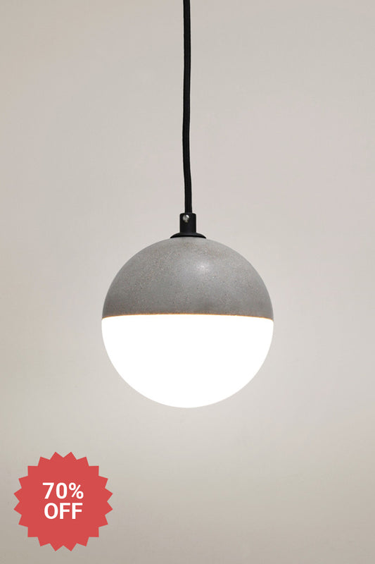 Texture detail gypsum pendant and glass shade on black cord