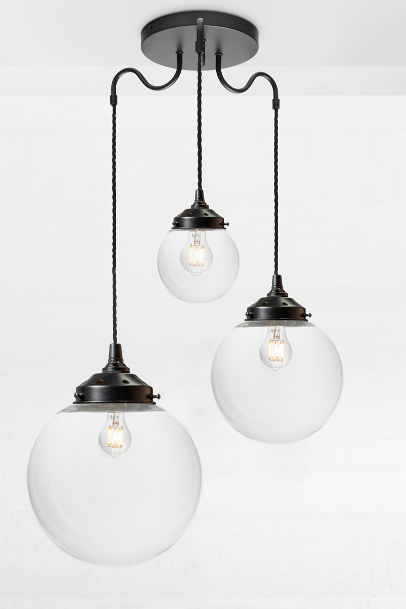 Three light pendant with clear shades