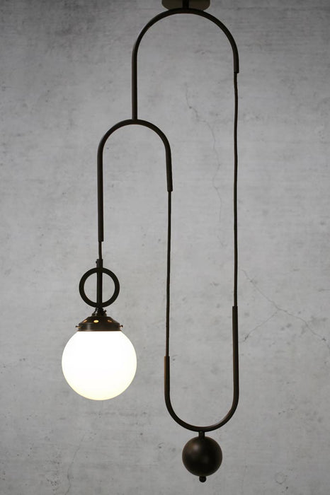 Opal pendant light with black pulley cord without disc