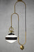 Opal glass one stripe pendant light with gold brass cord and disc