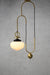 Opal glass gold brass cord pendant light with disc