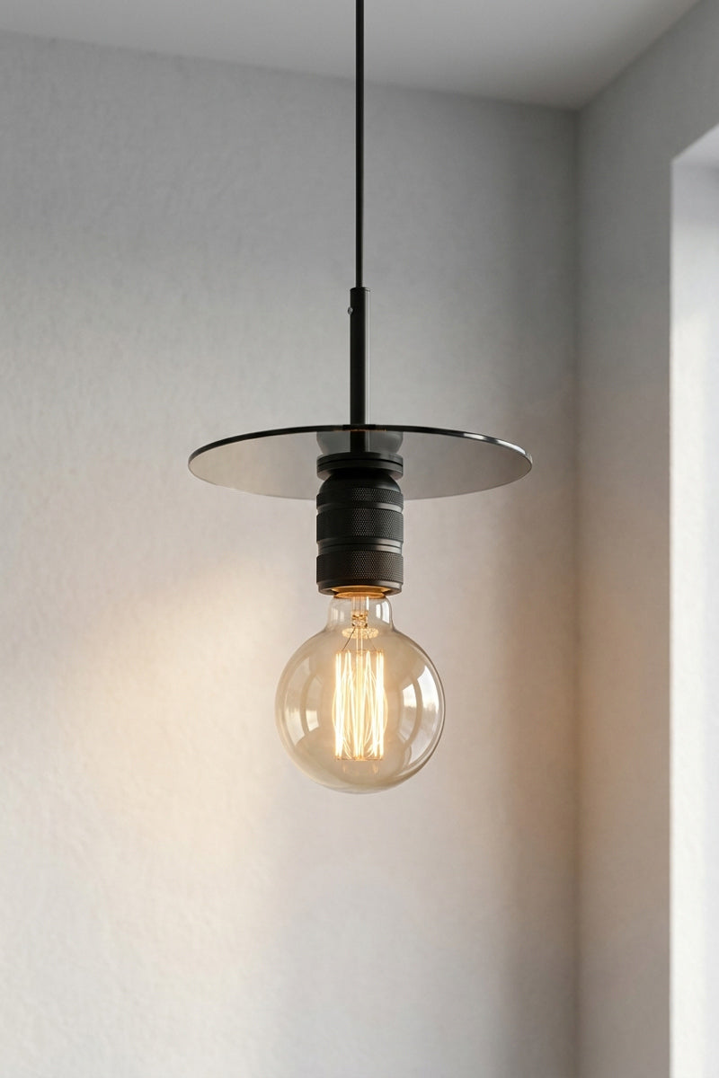 Smoked Glass Disc Pendant