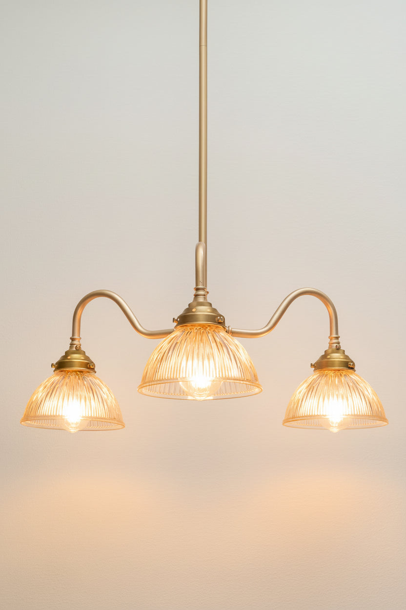 Amber glass shades on a gold/brass frame