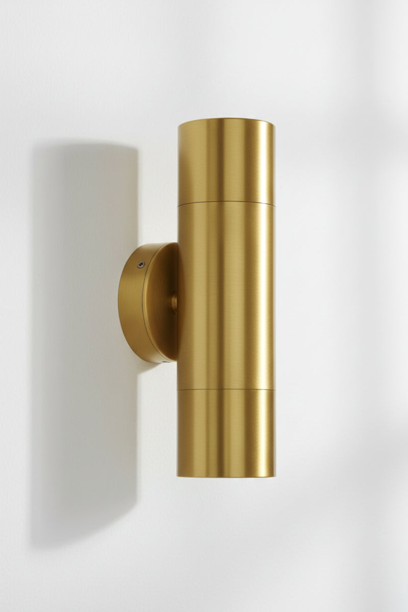 Polished Brass up/down wall light with IP65 rating. 