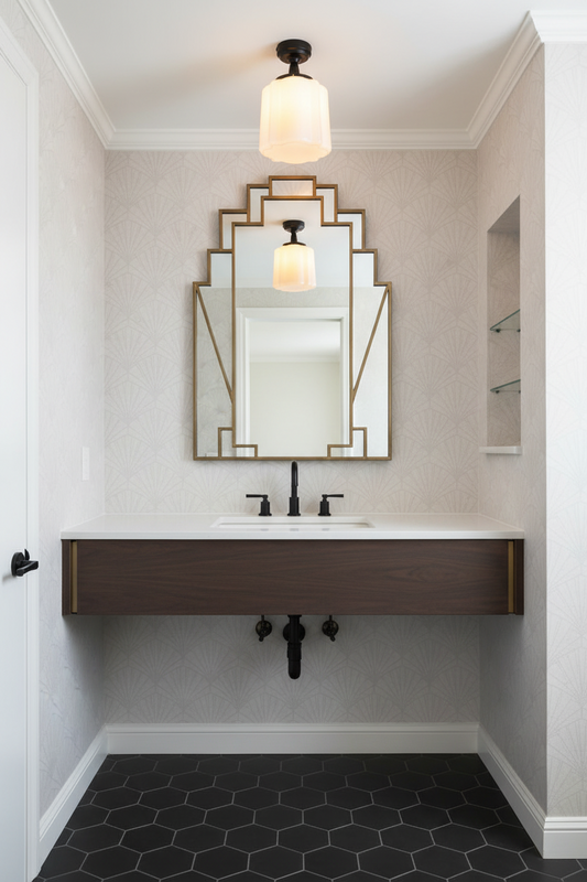 flush mount light in small bathroom over vaniety unit