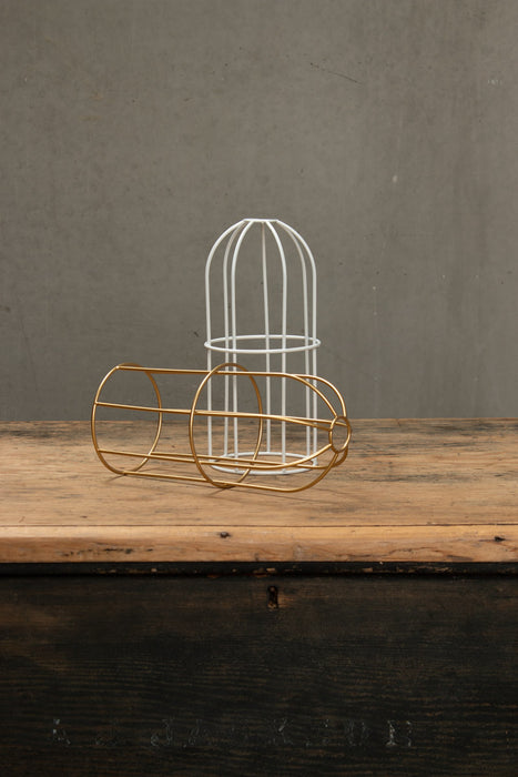 Long Cage Shade in white and brass gold