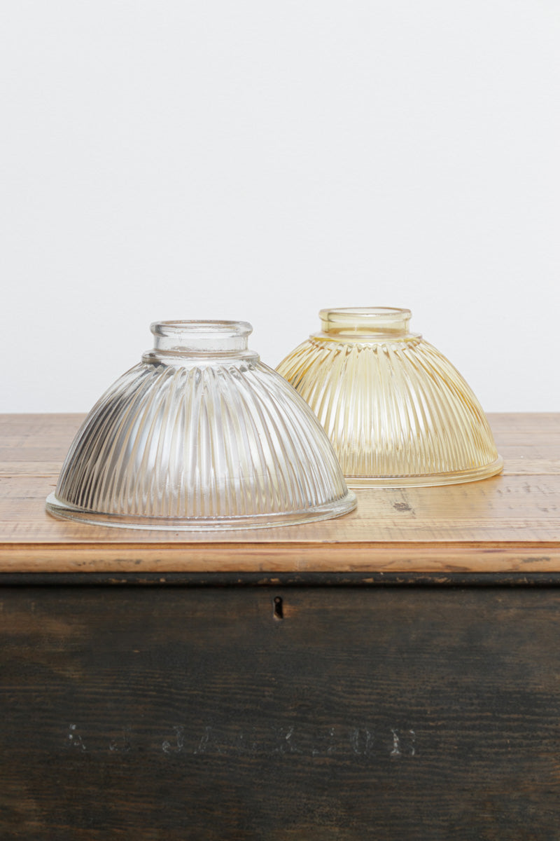 Clear and amber ribbed glass shades 