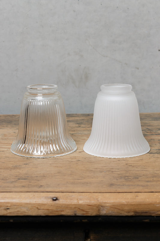 Two finishes of the small ribbed glass shades. 