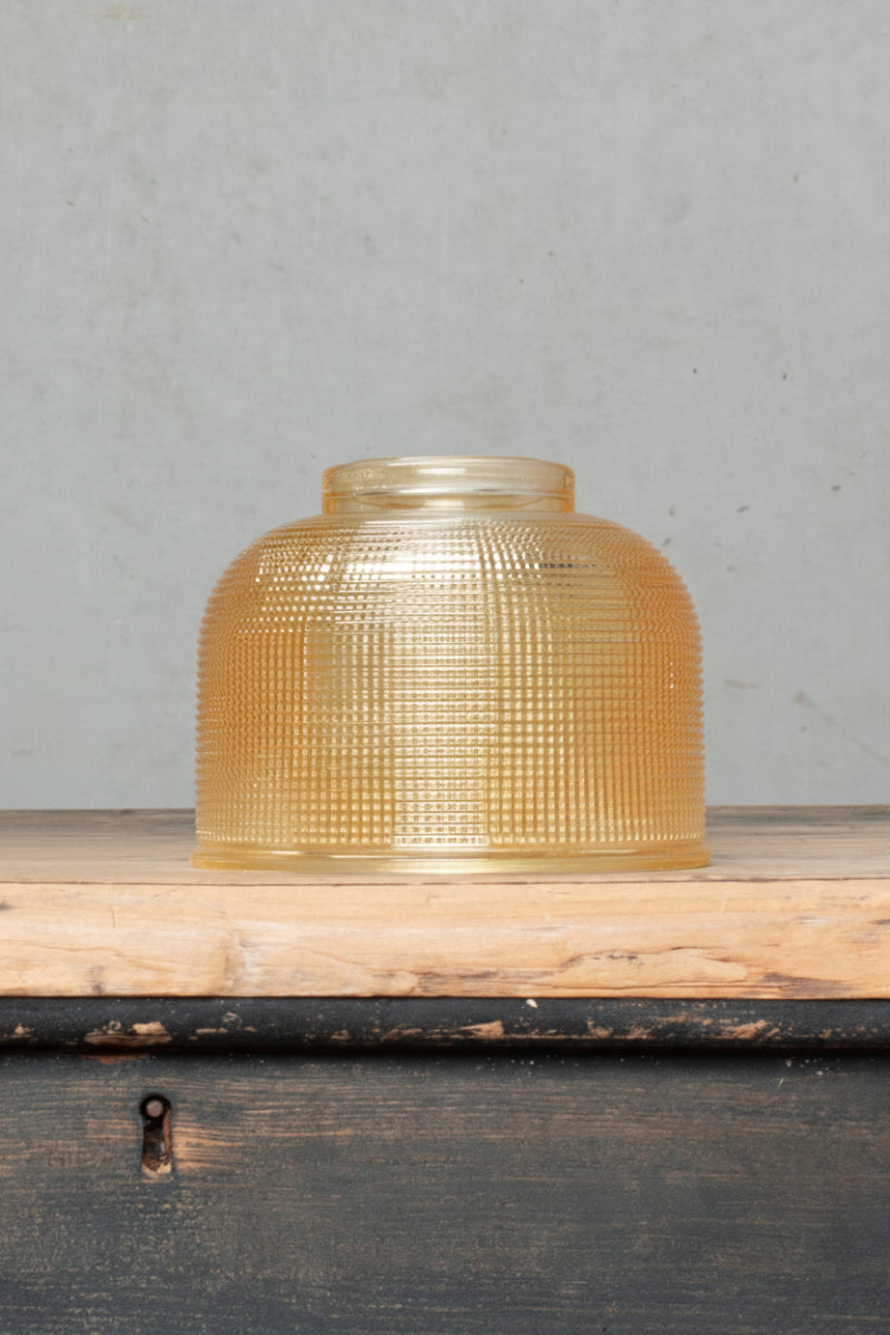 Small amber glass crosshatch shade