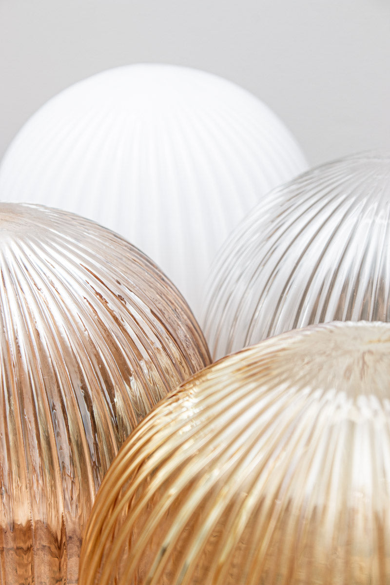 Dakota reeded glass shades in opal, clear and amber finishes