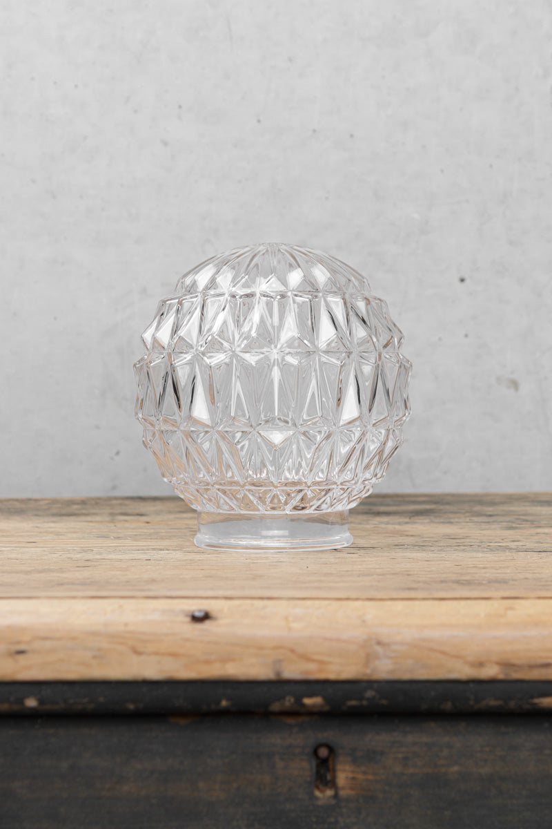 Geometric pattern clear glass ball shade.