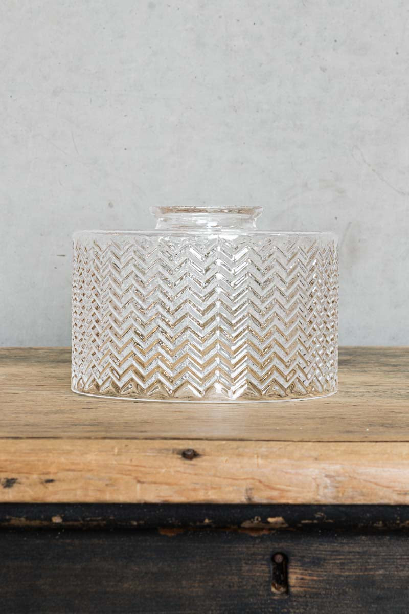 Malibu glass shade with wavey chevron detailing. 