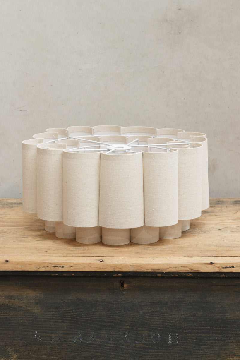 Two tiered fabric shade in a neutral tone