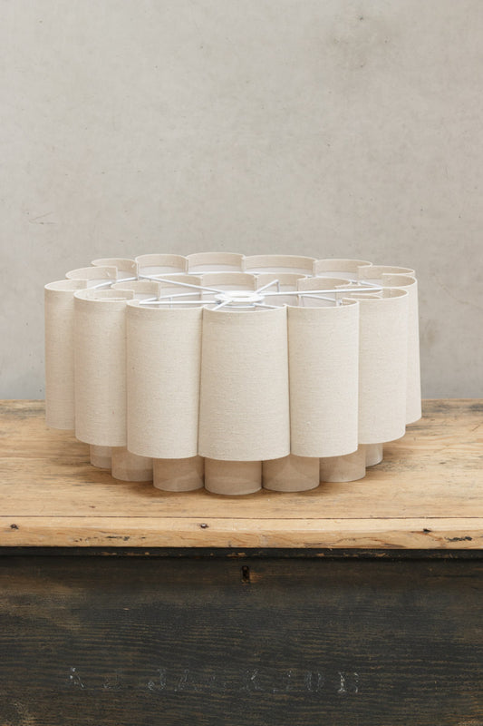 Two tiered fabric shade in a neutral tone