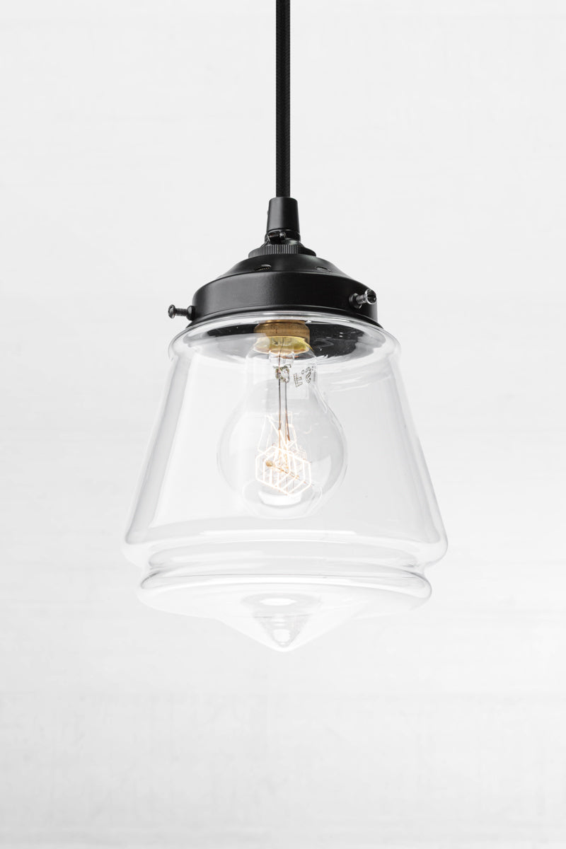 Mae Deco Glass Shade on pendant cord with clear glass