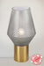 Grey smoke glass table lamp with antique gold base