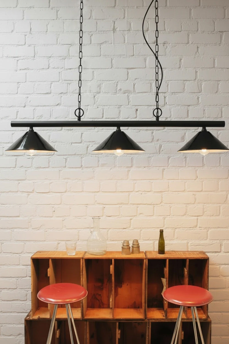 Small black cone swing pendant light