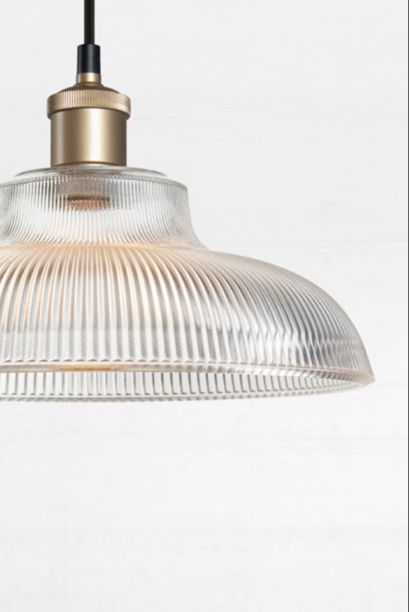 Sur clear reeded glass gold brass lampholder 